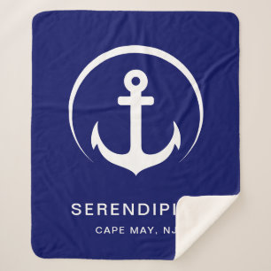 Modern Boote Monogram Navy Blue Sherpadecke