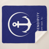 Modern Boote Monogram Navy Blue Sherpadecke (Vorderseite (Horizontal))