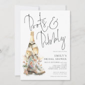 Modern Boots Bubbly Cowgirl Brautparty Einladung (Vorderseite)