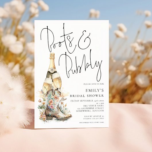 Modern Boots Bubbly Cowgirl Brautparty Einladung