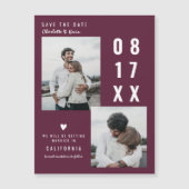 Modern Bordeaux Hochzeit 2 Foto Magnetkarte (Vorderseite)