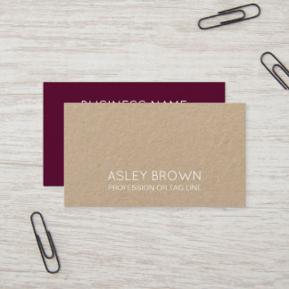Modern Bordeaux Minimalist Kraft Consultant Visitenkarte