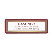 Modern Border Burgundy Gold White Rücksendeadresse (Vorne)
