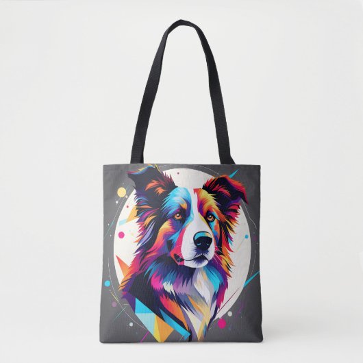Modern Border Collie Abstrakt Tasche (Vorderseite)
