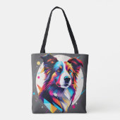 Modern Border Collie Abstrakt Tasche (Rückseite)