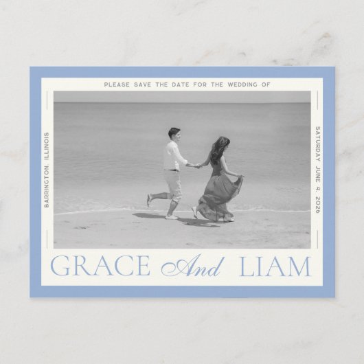 Modern Border Elegance Foto Rett Datum Postkarte (Vorderseite)