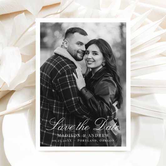 Modern Border Photo Wedding Save The Date