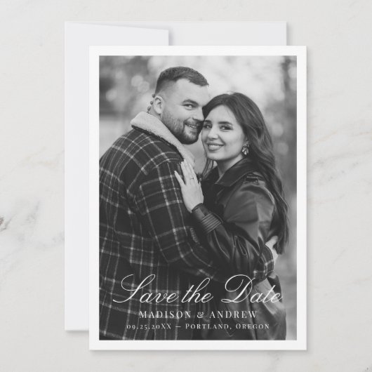 Modern Border Photo Wedding Save The Date (Vorderseite)