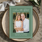 Modern Border Script Sage Green Photo Wedding Save The Date