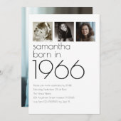 Modern Born in 1966 4 Photos 60th Birthday Party Einladung (Vorne/Hinten)