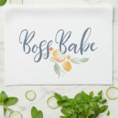 Modern Boss Babe Blue und Peach Geschirrtuch (Gefaltet)