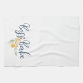 Modern Boss Babe Blue und Peach Geschirrtuch (Horizontal)