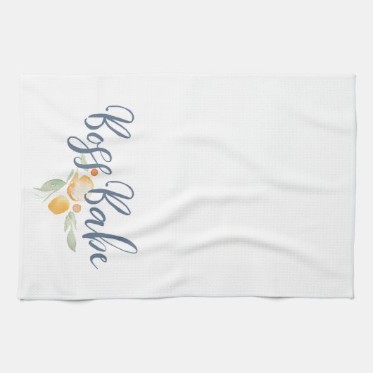 Modern Boss Babe Blue und Peach Geschirrtuch (Horizontal)