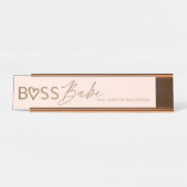 Modern Boss Babe Stilvoll Rosa & Gold Schreibtischnamensplakette (Vorderseite )