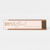 Modern Boss Girl Stilvoll Rosa & Gold Schreibtischnamensplakette (Vorderseite )