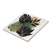 Modern Botanical Abstract Art Black and Gold Leave Fliese (Seite)