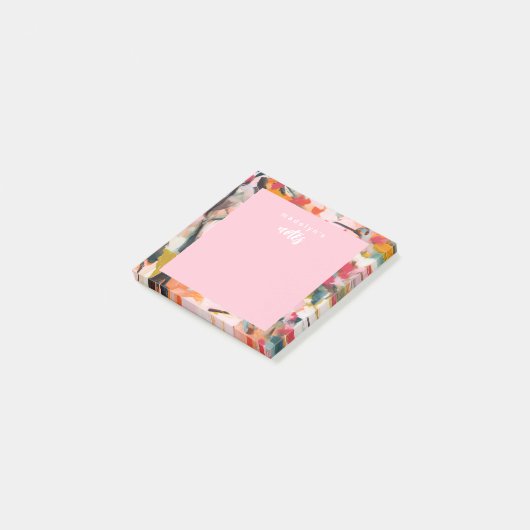 Modern Botanical Abstract Art Pink Post-it Klebezettel (angewinkelt)