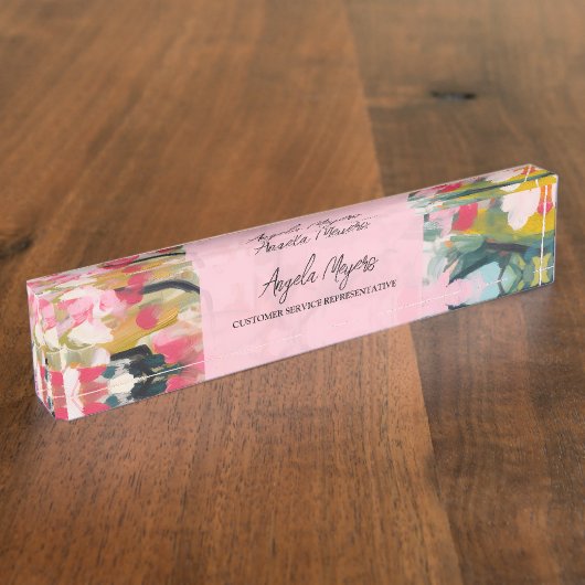 Modern Botanical Abstract Floral Personalized Namensplakette (Seite)