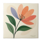 Modern Botanical Abstract Flower Art Fliese (Vorderseite)