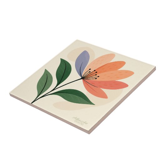 Modern Botanical Abstract Flower Art Fliese (Seite)