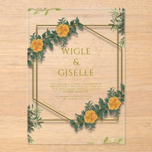 Modern Botanical Acrylic Wedding Invitation Acryleinladungen (Vorderseite)