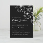 Modern Botanical Black Line Art Bridal Luncheon  Einladung (Stehend Vorderseite)