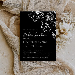 Modern Botanical Black Line Art Bridal Luncheon Einladung