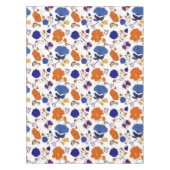 Modern  Botanical Blue & Orange Floral Tischdecke (Vorderseite)