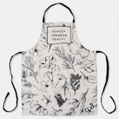 Modern Botanical Blush Pink Floral Business Schürze (Vorderseite)