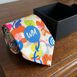 Modern Botanical – Bold Funky Floral Monogram Krawatte
