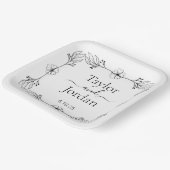 Modern Botanical Border Custom Name Wedding  Pappteller (Gewinkelt)
