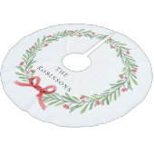 Modern Botanical Christmas Wreath  Polyester Weihnachtsbaumdecke (Schrägansicht)