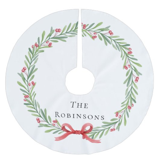 Modern Botanical Christmas Wreath  Polyester Weihnachtsbaumdecke (Vorderseite)