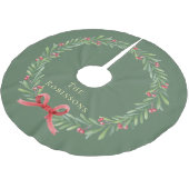 Modern Botanical Christmas Wreath  Polyester Weihnachtsbaumdecke (Schrägansicht)