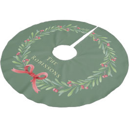 Modern Botanical Christmas Wreath Polyester Weihnachtsbaumdecke