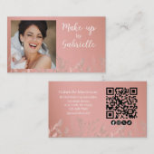 Modern Botanical Dusty Rose Boho Photo QR Code  Visitenkarte (Vorne/Hinten)