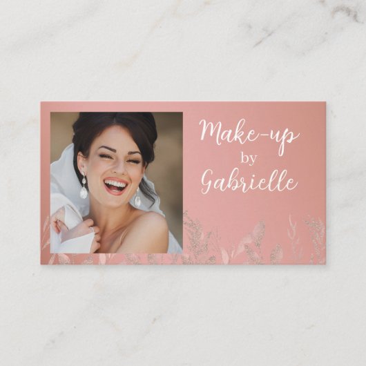 Modern Botanical Dusty Rose Boho Photo QR Code  Visitenkarte (Vorderseite)