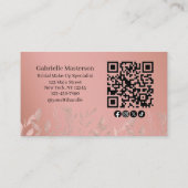 Modern Botanical Dusty Rose Boho Photo QR Code Visitenkarte (Rückseite)