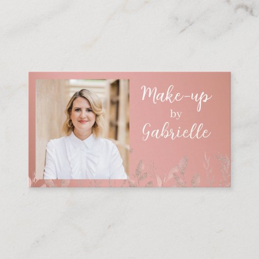 Modern Botanical Dusty Rose Boho Photo QR Code Visitenkarte (Vorderseite)