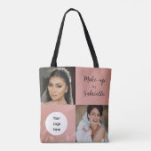 Modern Botanical Dusty Rose Boho Photo Script Logo Tasche (Rückseite)