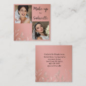 Modern Botanical Dusty Rose Boho Photo Script  Quadratische Visitenkarte (Vorne/Hinten)