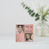 Modern Botanical Dusty Rose Boho Photo Script  Quadratische Visitenkarte (Stehend Vorderseite)