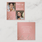 Modern Botanical Dusty Rose Boho Photo Script  Quadratische Visitenkarte (Vorne/Hinten)