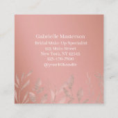 Modern Botanical Dusty Rose Boho Photo Script  Quadratische Visitenkarte (Rückseite)