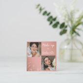 Modern Botanical Dusty Rose Boho Photo Script  Quadratische Visitenkarte (Stehend Vorderseite)