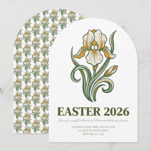 Modern Botanical Easter Blessings Einladung (Vorne/Hinten)