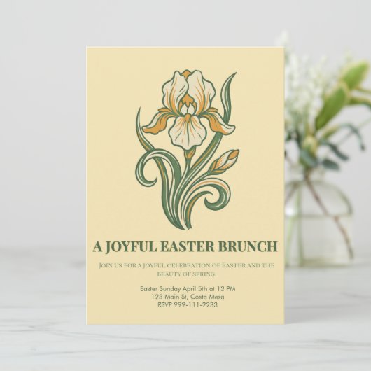 Modern Botanical Easter Blessings Einladung (Stehend Vorderseite)