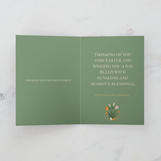 Modern Botanical Easter Blessings Karte (Innenseite)