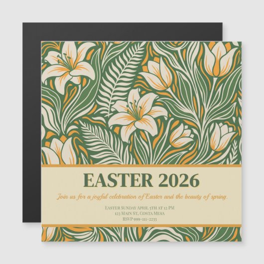 Modern Botanical Easter Blessings Magneteinladung (Vorne/Hinten)