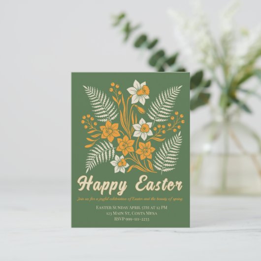 Modern Botanical Easter Blessings Postkarte (Stehend Vorderseite)